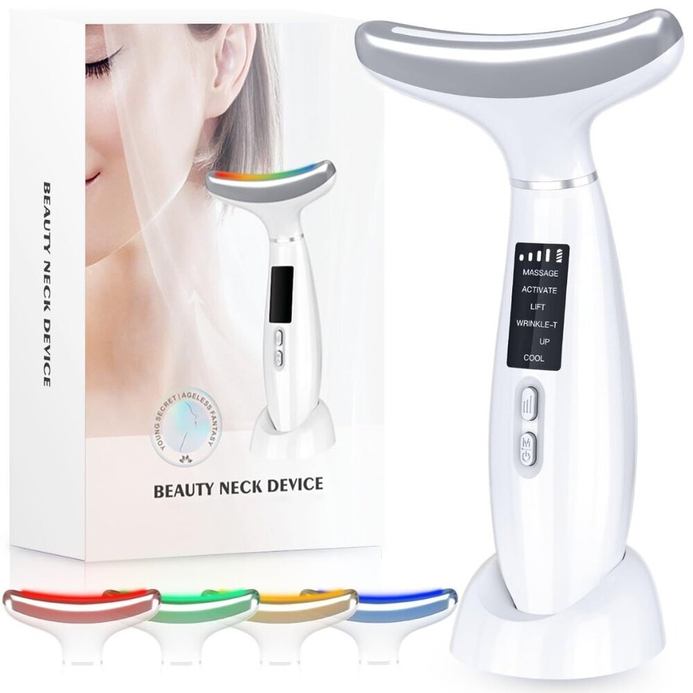 7 Color Face and Neck Massager Light Therapy, Red Light Based Facial Massager - Picture 1 of 7